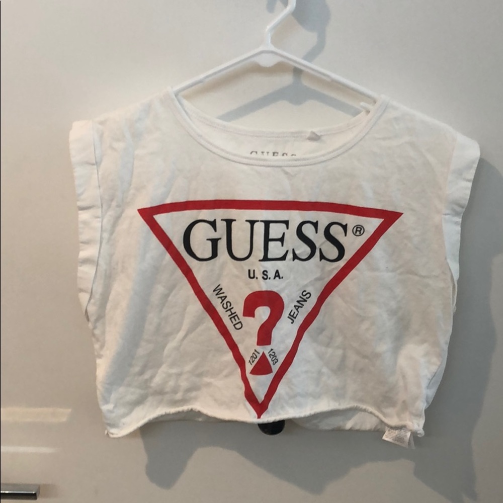 GUESS White Logo Crop Top